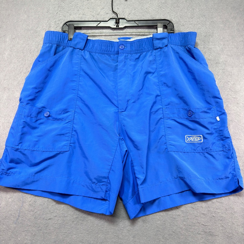 AFTCO BlueWater Fishing Shorts Mens Blue Elastic Waist Cargo Pockets 40x8